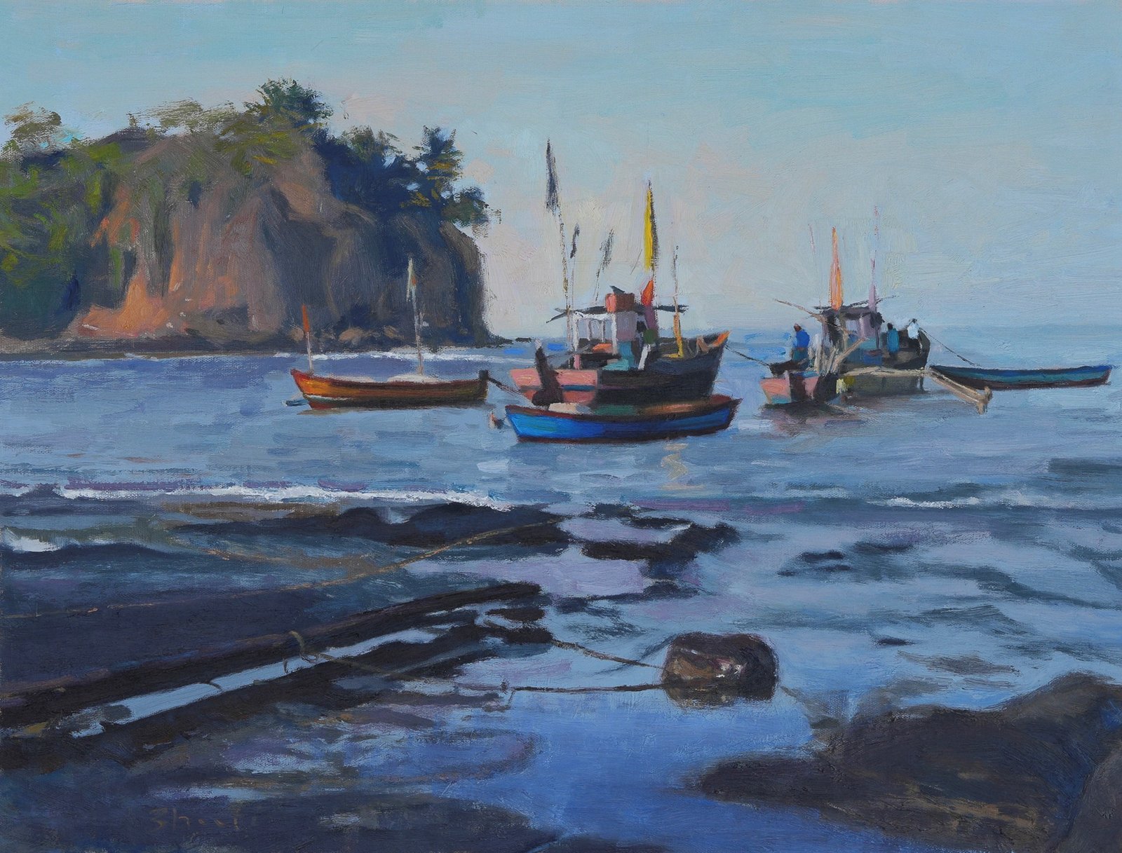 Fishing boats by the cove by Bharti Gorkar